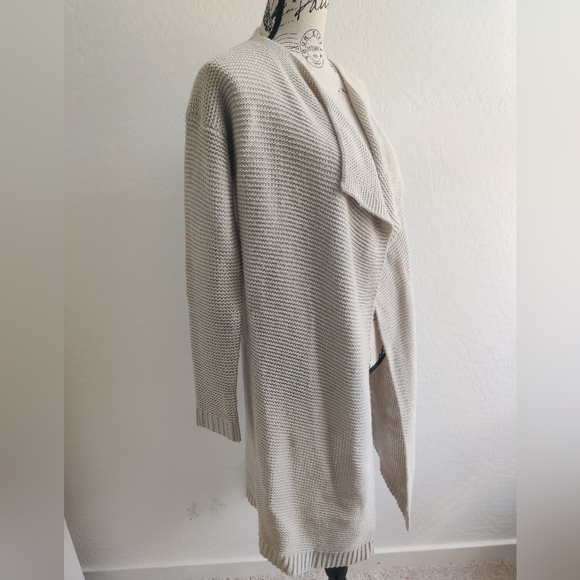 Forever 21 Cream Women's Cozy open front Cable Knit Cardigan Sweater Lagenlook_M - Picture 4 of 10